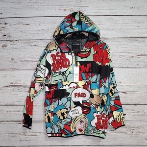 Reason Pop Art Comic Print Hooded Windbreaker